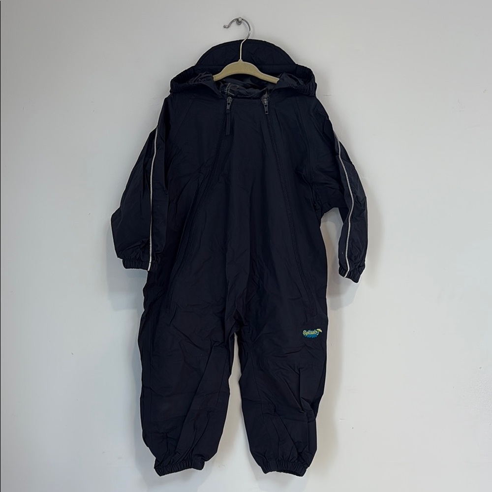 Splashy Kids' Black Hooded Rainsuit